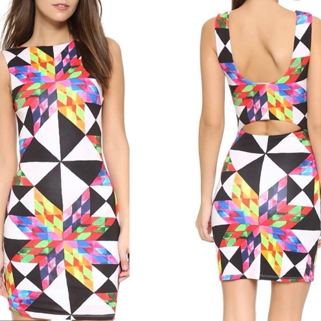 Mara Hoffman | Fractals Cut Out Back Mini Dress, Size Medium, Euc